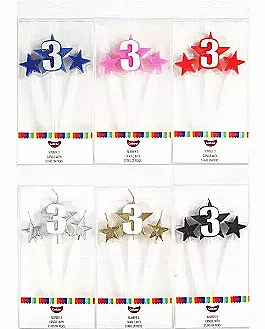 Number 3 Star Candles